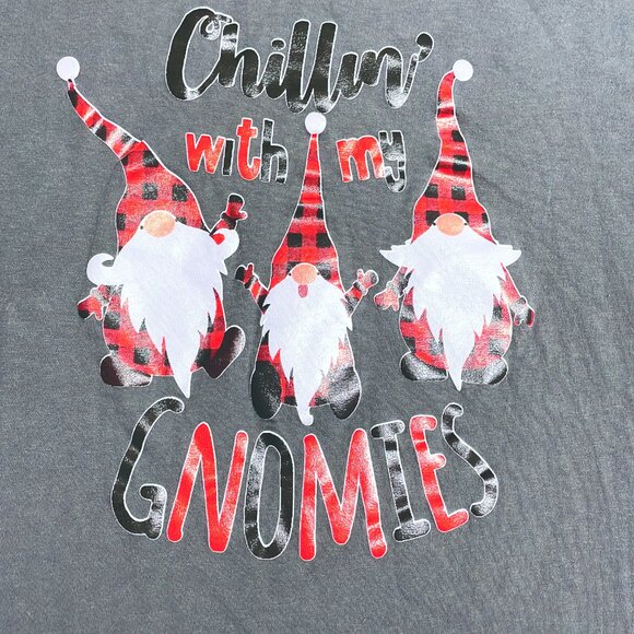 Chillin With My Gnomies Gray T-Shirt Size L - Picture 3 of 4